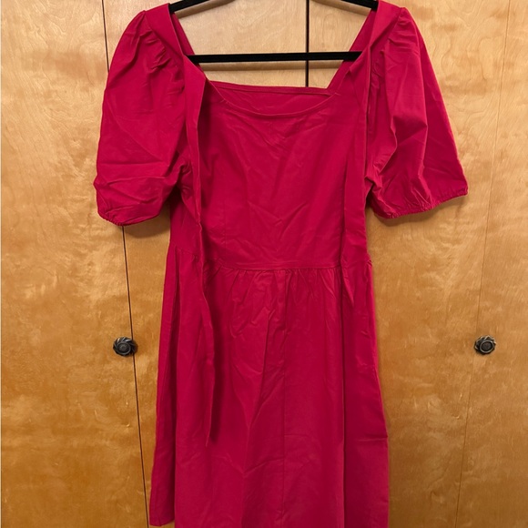 Amazon OFEEFAN Women Puff Sleeve Square Neck Tie in Back Dresses with Zipper - Picture 3 of 8